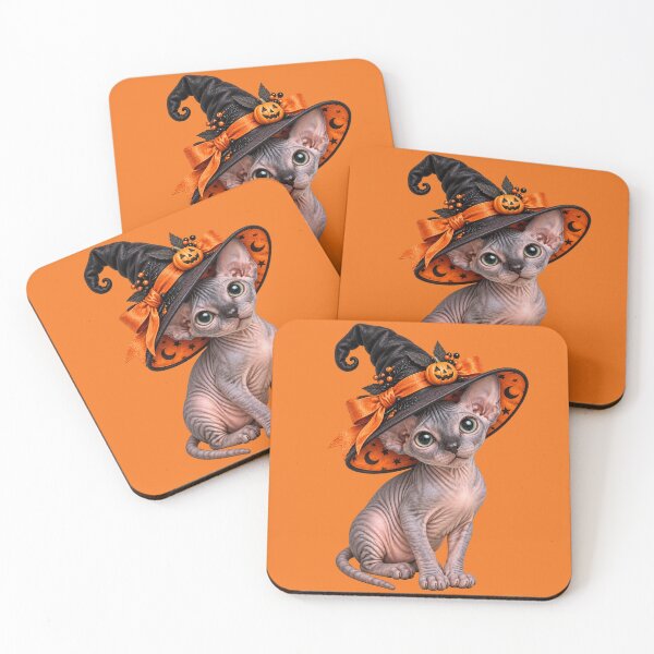 Item preview, Spooky Sphynx Cat Witch with Pumpkin Hat and Halloween Magic designed and sold by MythicMood.