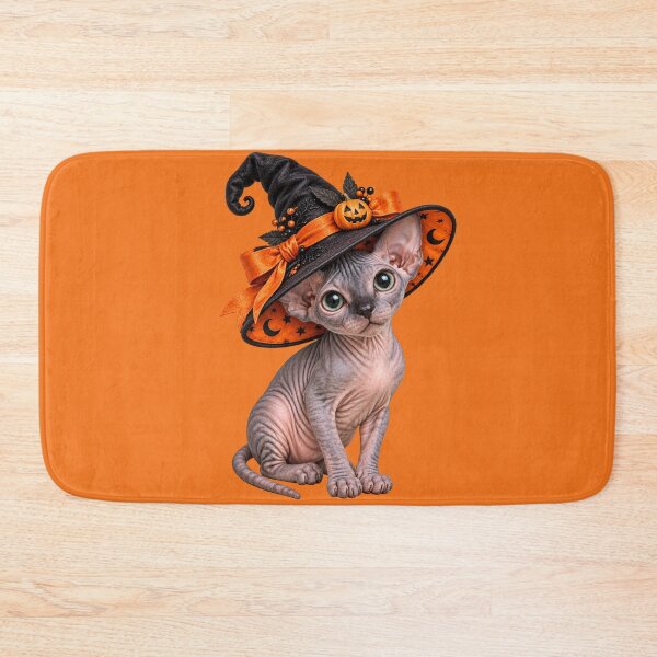 Item preview, Spooky Sphynx Cat Witch with Pumpkin Hat and Halloween Magic designed and sold by MythicMood.