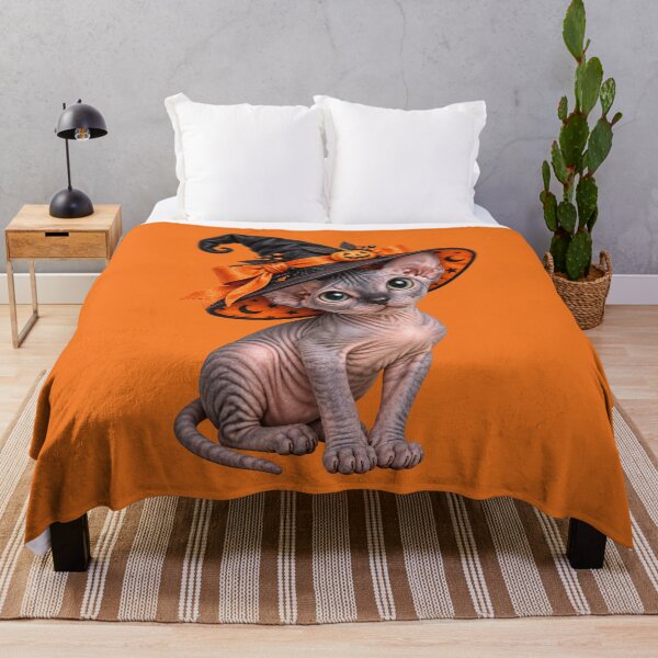 Item preview, Spooky Sphynx Cat Witch with Pumpkin Hat and Halloween Magic designed and sold by MythicMood.