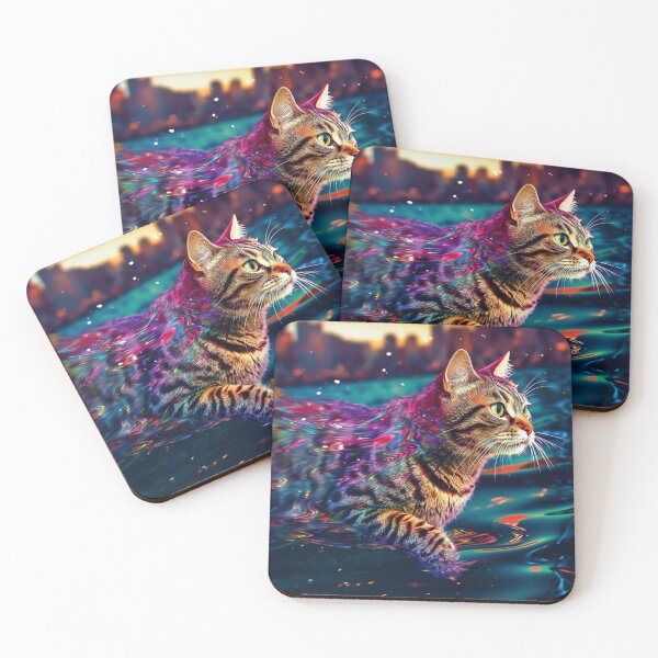 Item preview, Neon Cat Running Through City Water designed and sold by MongLongStudio.