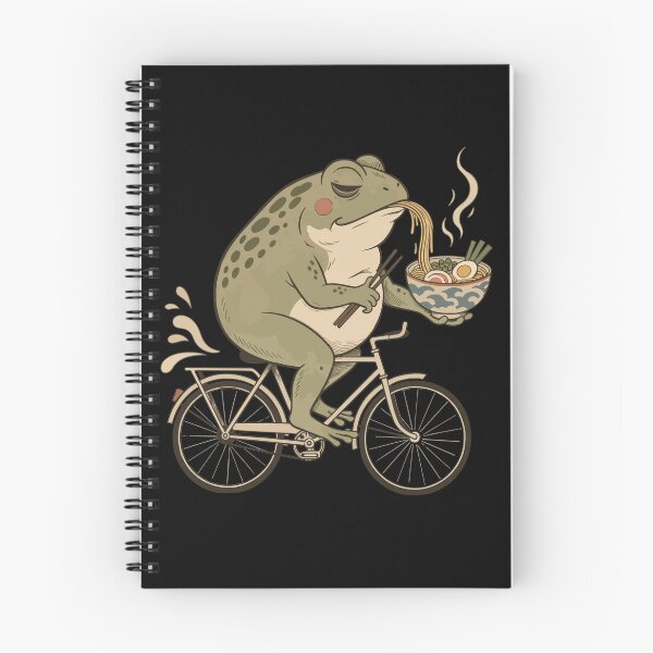 Item preview, Grumpy Frog Riding Bicycle Eating Ramen Soup designed and sold by Litely.
