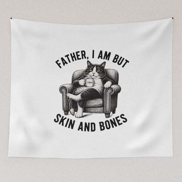 Item preview, Cat Father Skin Bones Humorous Art designed and sold by SoyLamderma.