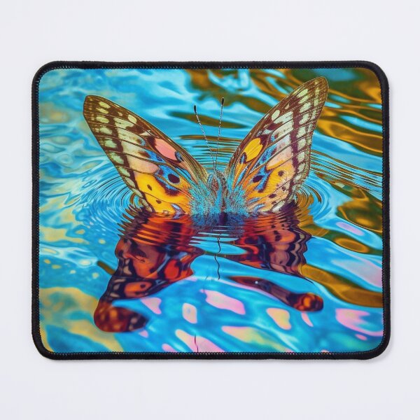 Item preview, Butterfly On Rippling Golden Blue Water designed and sold by MongLongStudio.