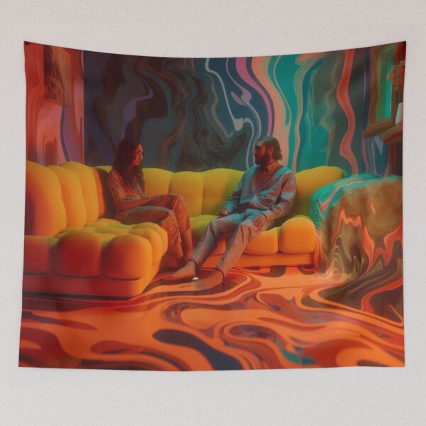 Item preview, Two People On Melting Orange Sofa designed and sold by MongLongStudio.