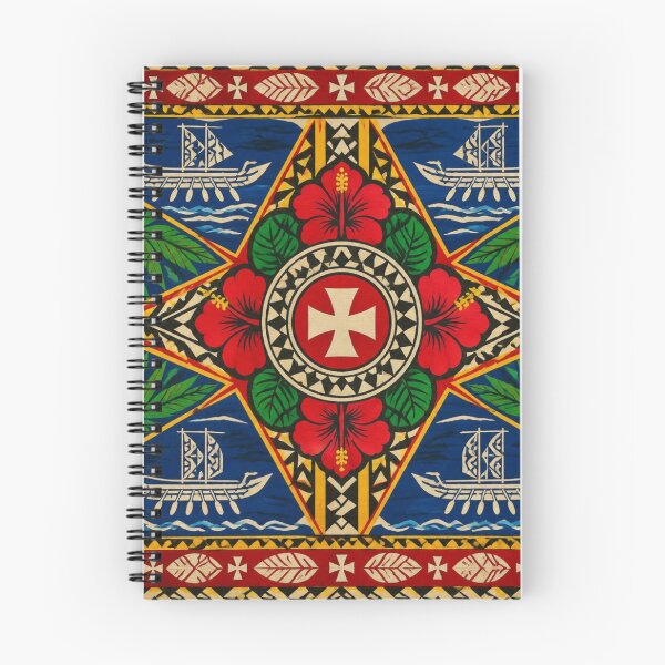Item preview, Polynesian Mix Tongan Outrigger Canoe Hibiscus Cross Emblem designed and sold by GrinGalore.