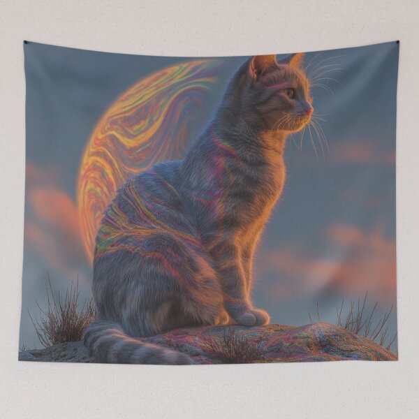 Item preview, Alone With The Moon Glowing Cat designed and sold by MongLongStudio.