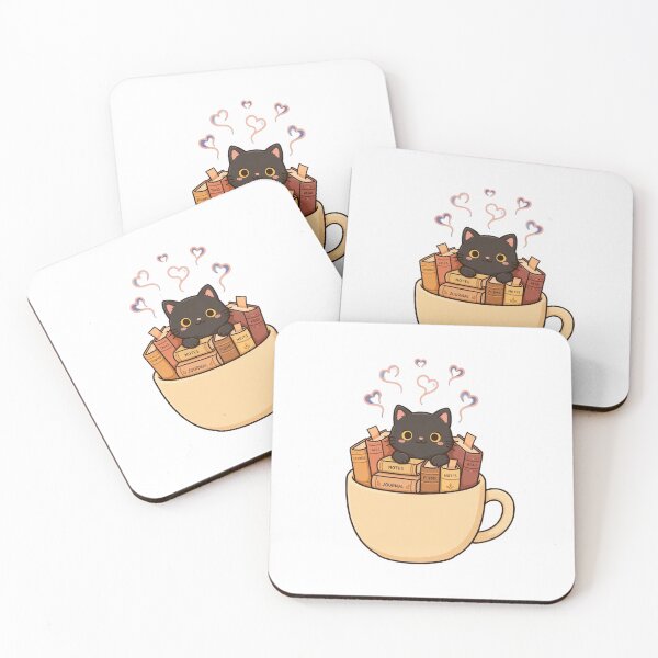 Item preview, Black Cat in Coffee Mug Full of Books - Cozy Bookish Gift designed and sold by catlibrary1.