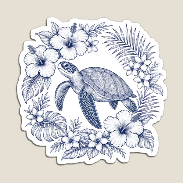 Item preview, Sea Turtle Botanical Line Art Design designed and sold by MOCH- ART.