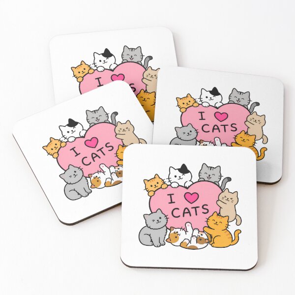 Item preview, Cute Cartoon Cat "I Love Cats" Pink Round Design designed and sold by SoyLamderma.