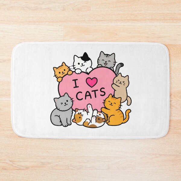 Item preview, Cute Cartoon Cat "I Love Cats" Pink Round Design designed and sold by SoyLamderma.