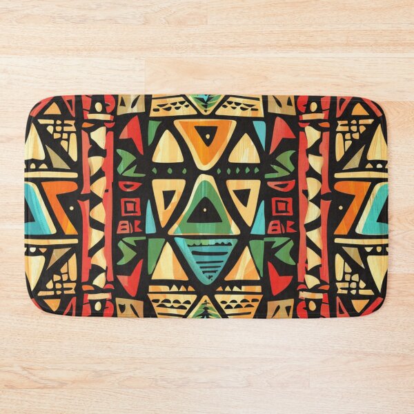 Item preview, Polynesian Mix Mosaic Triangles Orange Turquoise Symmetrical designed and sold by GrinGalore.