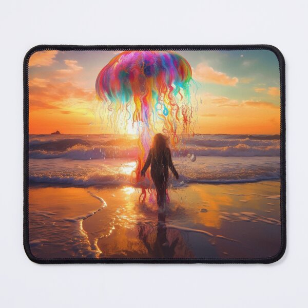 Item preview, Silhouette Beneath a Rainbow Jellyfish Sky designed and sold by MongLongStudio.
