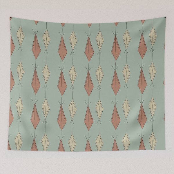 Item preview, A2 Hand Drawn Woven Fish Geometric Pattern - Sage Terracotta designed and sold by MaddaMom.