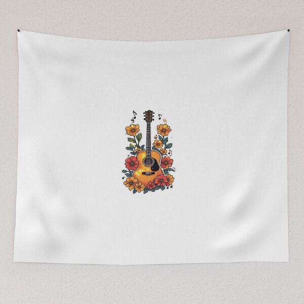 Item preview, Floral Acoustic Guitar Music Lover Sticker designed and sold by Shivamartwark.