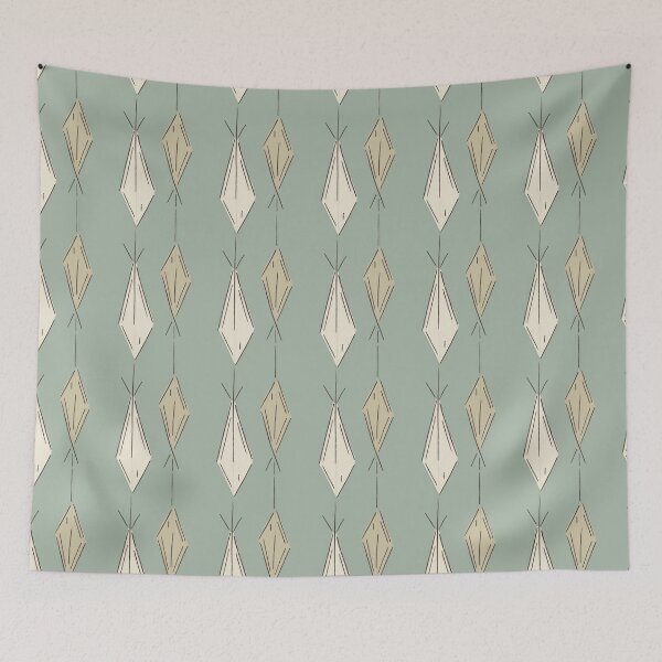 Item preview, A3 Hand Drawn Woven Fish Geometric Pattern - Sage Ivory designed and sold by MaddaMom.