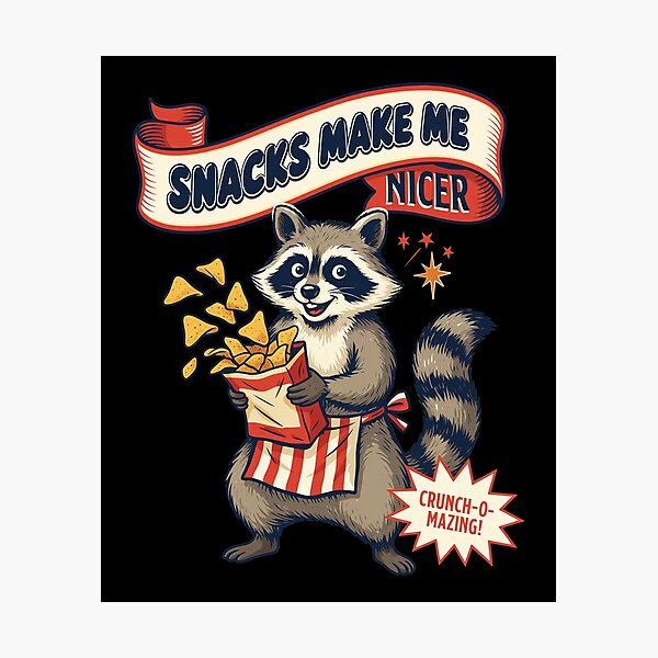 Item preview, Snacks Make Me Nicer Raccoon Illustration designed and sold by CYNTHTHOMPSON.