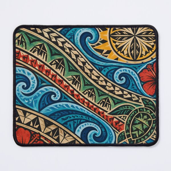 Item preview, Polynesian Mix Sea Turtle Ocean Waves Hibiscus Sunburst designed and sold by GrinGalore.