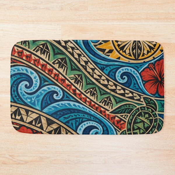 Item preview, Polynesian Mix Sea Turtle Ocean Waves Hibiscus Sunburst designed and sold by GrinGalore.