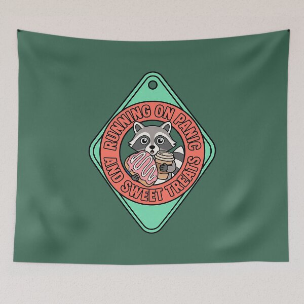 Item preview, Panic And Sweet Treats Raccoon Motel Badge designed and sold by DripCultureLab.