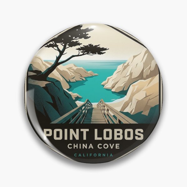 Item preview, China Cove Point Lobos Turquoise Water Badge Sticker designed and sold by DetourDgn.
