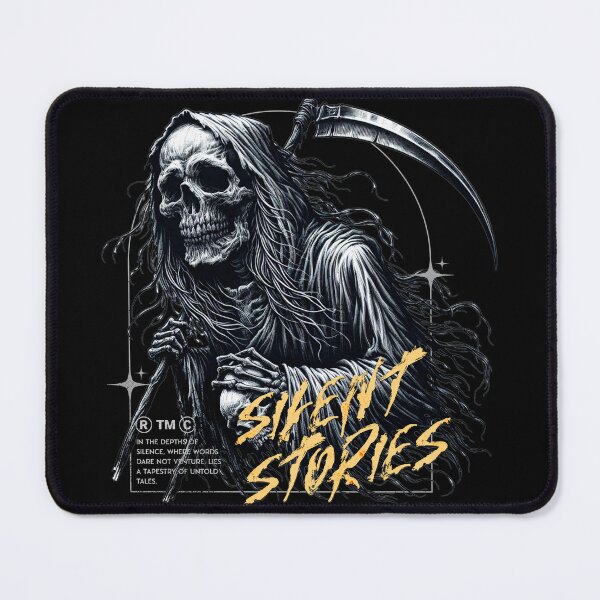 Item preview, Silent Stories Hooded Reaper T-Shirt | Scythe Skeleton Graphic Tee | Dark Gothic Streetwear Shirt designed and sold by vec4u.