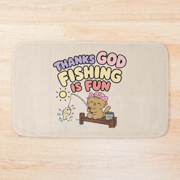 Item preview, Thanks God Fishing Is Fun - Cute Cat Fisherman Graphic designed and sold by snewen.