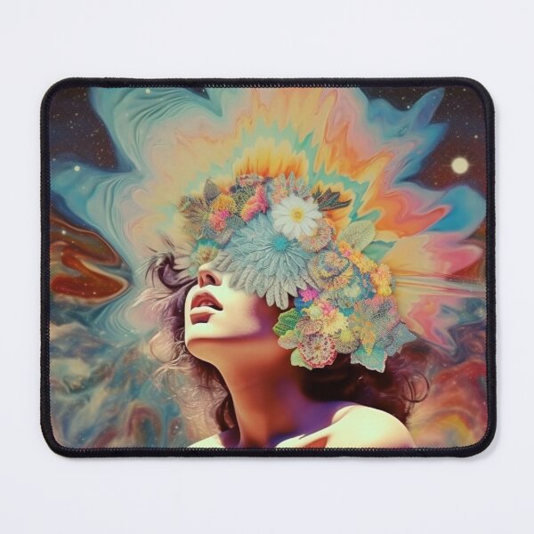 Item preview, Woman Crowned in Flowers Beneath Cosmic Burst designed and sold by MongLongStudio.