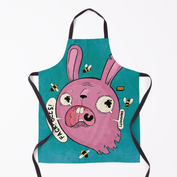 Item preview, Panicked Pink Bunny Swarmed by Bees Funny Cartoon Art designed and sold by DRP-art.