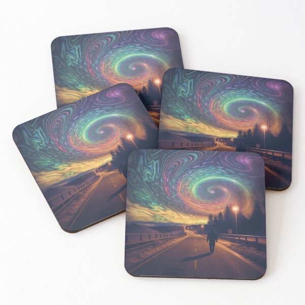 Item preview, Lone Walker Beneath a Swirling Cosmic Vortex Sky designed and sold by MongLongStudio.