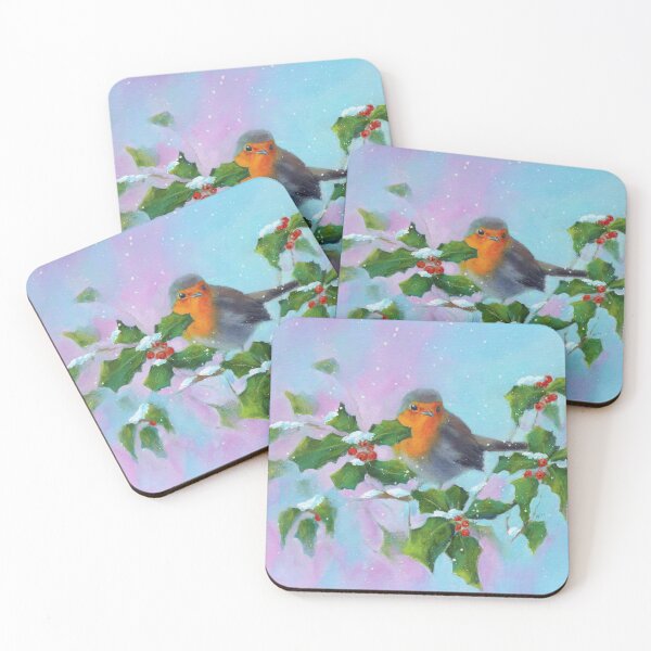 Item preview, Robin with holly and red berries designed and sold by KarenKaspar.
