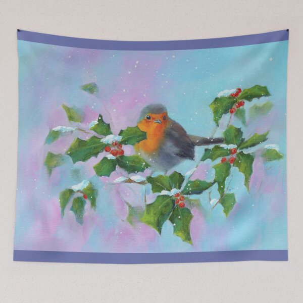 Item preview, Robin with holly and red berries designed and sold by KarenKaspar.