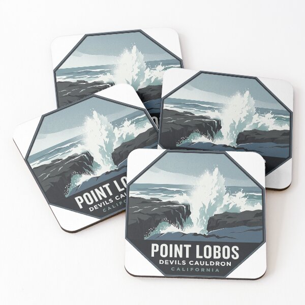 Item preview, Devils Cauldron Point Lobos Blowhole Travel Poster Sticker designed and sold by DetourDgn.