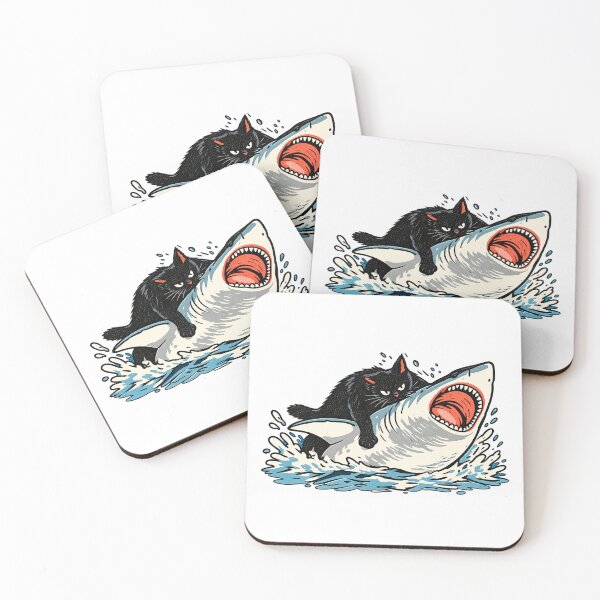 Item preview, Funny Cat Riding Shark Black Cat Summer designed and sold by Mind Ocustdaleman.