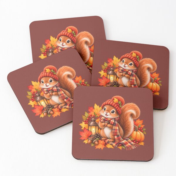 Item preview, Cozy Autumn Squirrel with Pumpkin, Lantern & Fall Leaves designed and sold by blankTeeShirt.