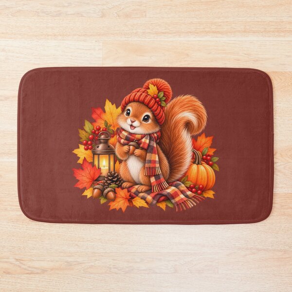 Item preview, Cozy Autumn Squirrel with Pumpkin, Lantern & Fall Leaves designed and sold by blankTeeShirt.
