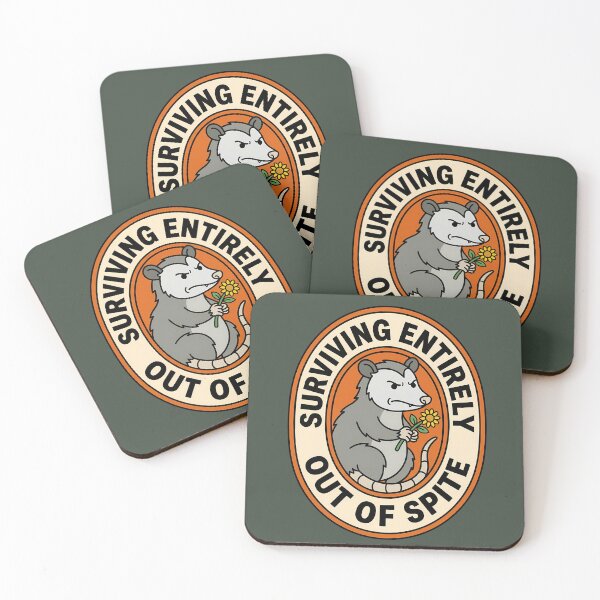 Item preview, Surviving Entirely Out Of Spite Opossum Badge designed and sold by DripCultureLab.