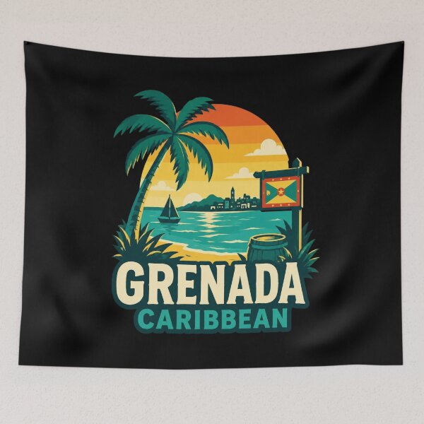 Item preview, Grenada Caribbean Retro Travel Tropical Island designed and sold by BarnettemarArts.