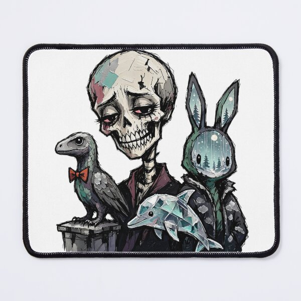 Item preview, Sad Skeleton Raptor Bowtie Crystal Dolphin Winter Bunny Art designed and sold by LujziWorld.