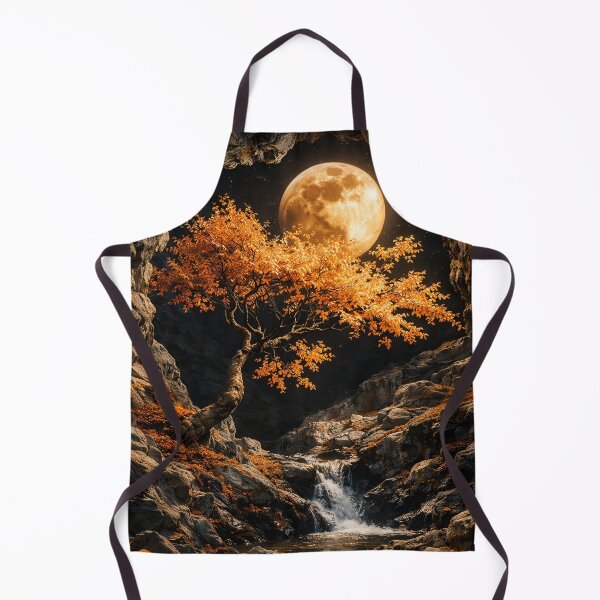 Item preview, Golden Moon and Autumn Tree in Cave – Mystical Fantasy Nature Art Print designed and sold by Kaleidoscope Print.