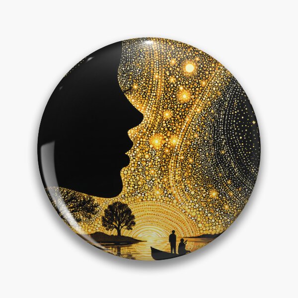Item preview, Golden Woman Silhouette Under Starry Sky – Mystical Cosmic Fantasy Art Print designed and sold by Kaleidoscope Print.
