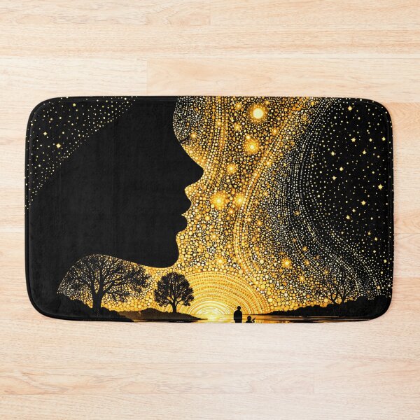 Item preview, Golden Woman Silhouette Under Starry Sky – Mystical Cosmic Fantasy Art Print designed and sold by Kaleidoscope Print.