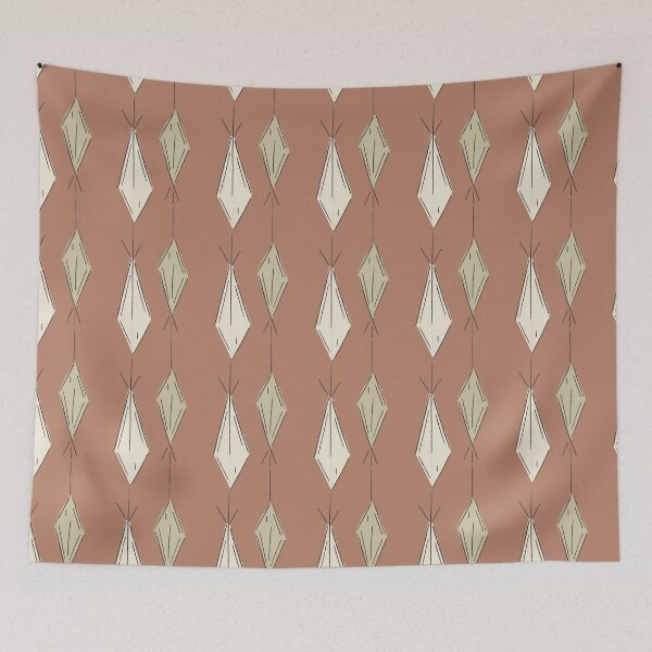 Item preview, A4 Hand Drawn Woven Fish Geometric Pattern - Terracotta Ivory designed and sold by MaddaMom.