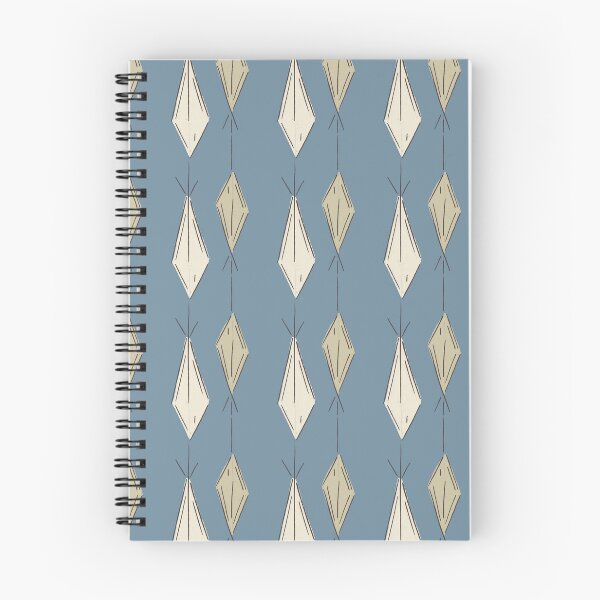 Item preview, A5 Hand Drawn Woven Fish Geometric Pattern - Dusty Blue Ivory designed and sold by MaddaMom.