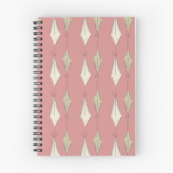 Item preview, A6 Hand Drawn Woven Fish Geometric Pattern - Coral Pink Ivory designed and sold by MaddaMom.