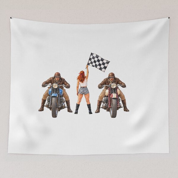 Item preview, Vintage Motorcycle Racers and Checkered Flag designed and sold by Russell Thorne.