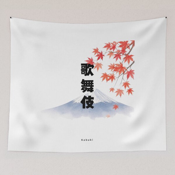 Item preview, Kabuki - Japanese Theater | Mount Fuji & Autumn Leaves | Japanese Design designed and sold by JapanMemoir.