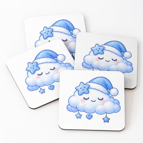Item preview, Cute Blue Cloud with Santa Hat and Stars designed and sold by Kiralemon.
