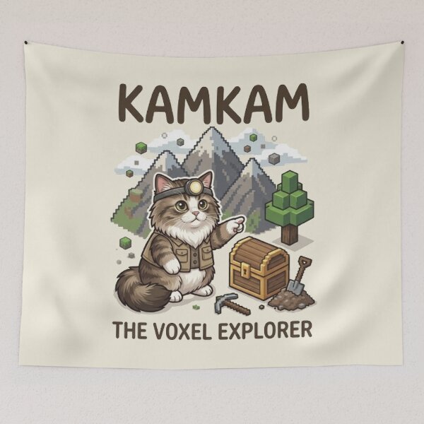 Item preview, KAMKAM The Voxel Explorer Funny Gamer Cat Pixel Art designed and sold by PetalsPaws.