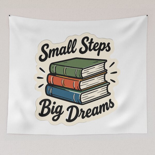 Item preview, mall Steps Big Dreams Inspirational Book Lover Typography designed and sold by parkjingsuhal.