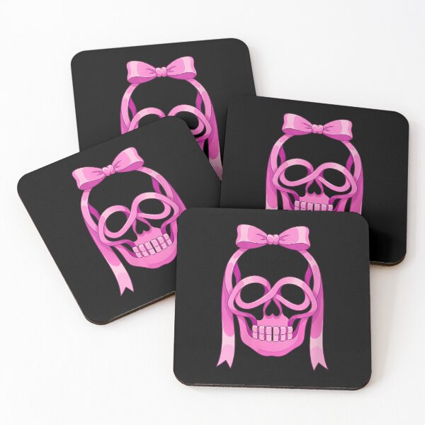Item preview, Women's Pink Ribbon Skull Bow Breast Cancer Awareness Halloween designed and sold by JaredDeShop.